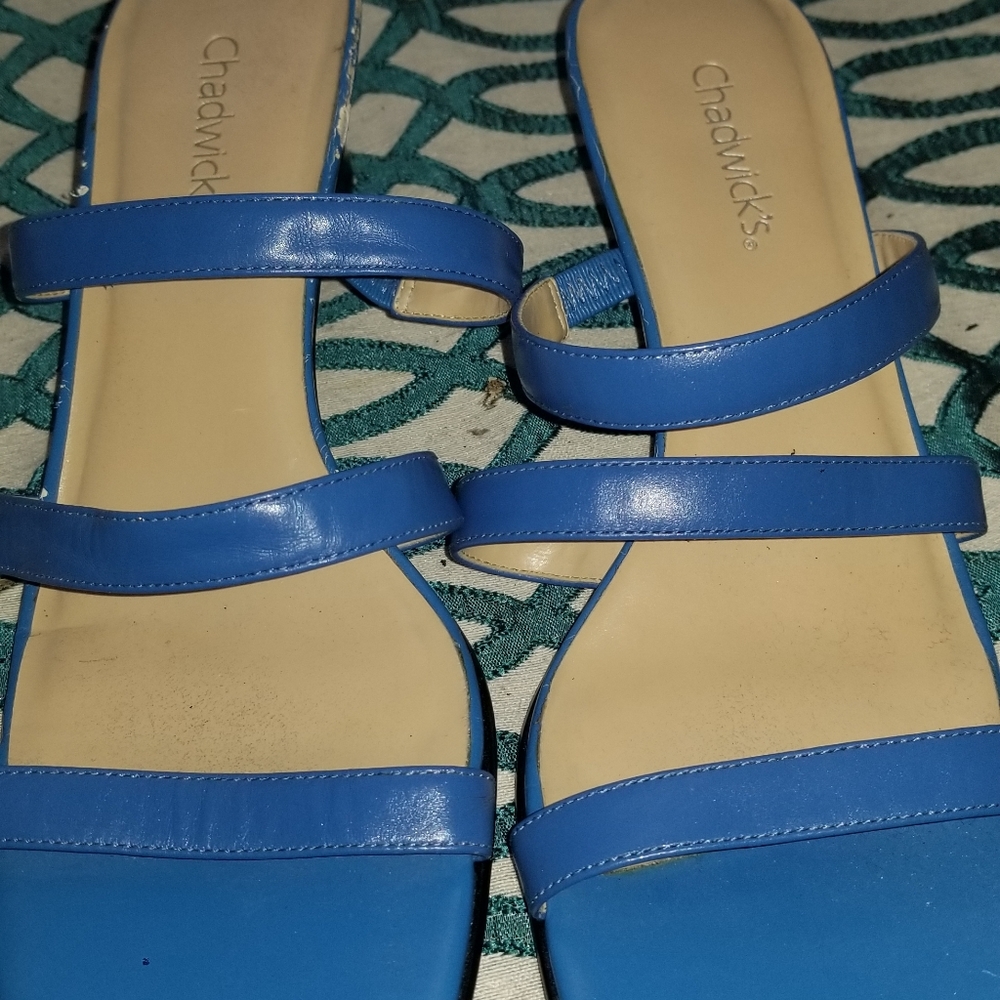 Women's blue slip on sandals